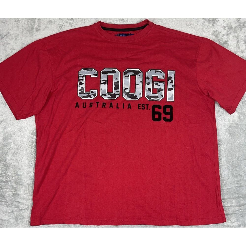 Vtg COOGI Streetwear Men's Sz 3XL T-Shirt Red Spellout XXXL Camo